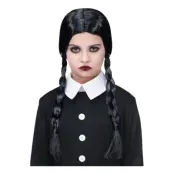 Svart Barnperuk med Flätor - One size