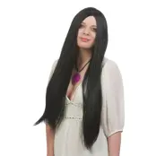 Svart extra lång Peruk - One size