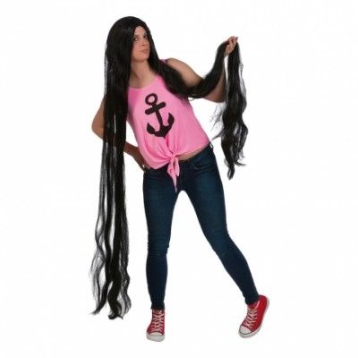 Svart Jättelång Peruk