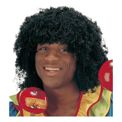 Svart Krullig Peruk - One size