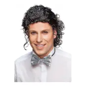 Svart Lockig Peruk Man - One size