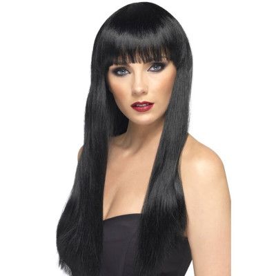 Svart Peruk Med Lugg
