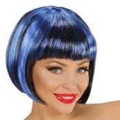 Svart/Blå Page Peruk - One size