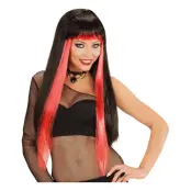 Svart/Röd Gotisk Peruk - One size