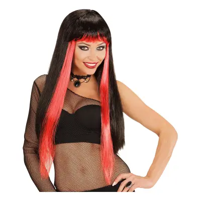 Svart/Röd Gotisk Peruk - One size