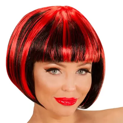 Svart/Röd Page Peruk - One size