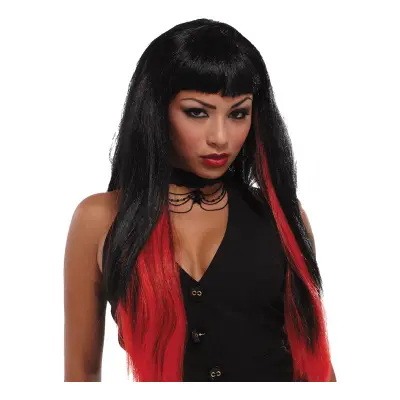 Svart/Röd Succubus Peruk