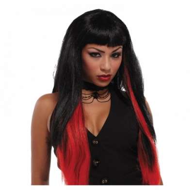 Svart/Röd Succubus Peruk - One size