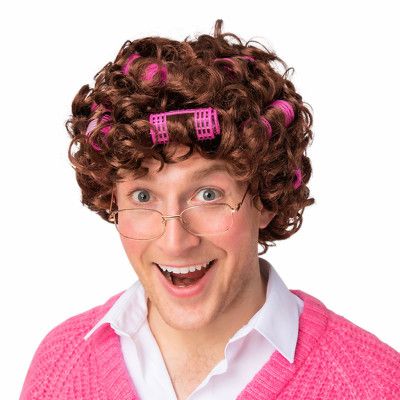 Tantperuk med Hårrullar - One size