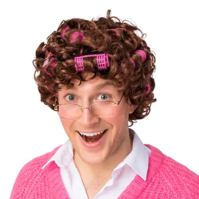 Tantperuk med Hårrullar - One size