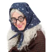 Vit Peruk med Huvudduk