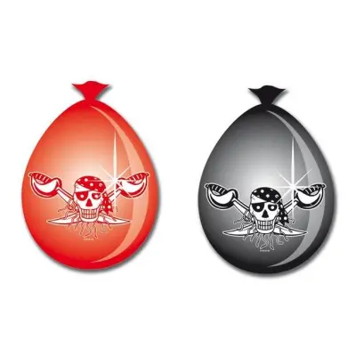 Ballonger pirat röda&svarta 8-pack