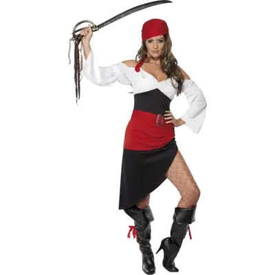 Fräck Tjejpirat Kostym med kjol M