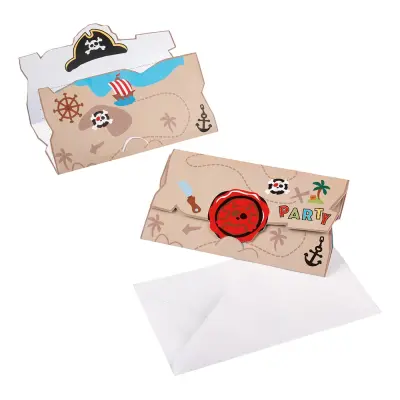 Inbjudningskort Pirat Jolly Roger - 8-pack