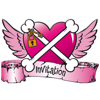 Inbjudningskort rosa pirat 8-pack