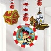 Jake piraterna i landet Ingenstans - dekorartion hängande pappfigurer 1,2 m - 3 st