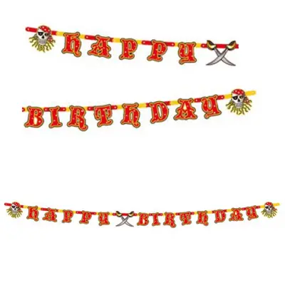 Banderoll pirat formklippt Happy Birthday 250 cm