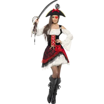 Glammig kvinnlig piratdräkt L