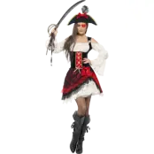 Glammig kvinnlig piratdräkt S