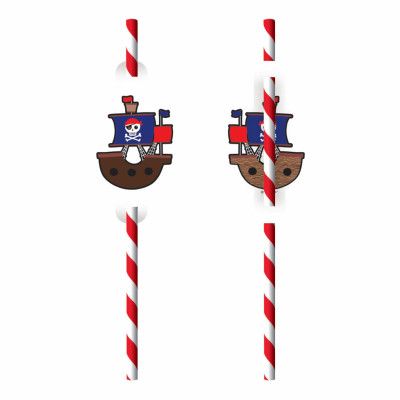 Papperssugrör Piratkalas - 8-pack