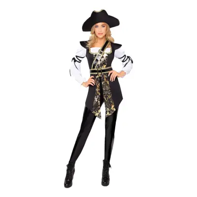 Pirat Kapten Dam Deluxe Maskeraddräkt - Small