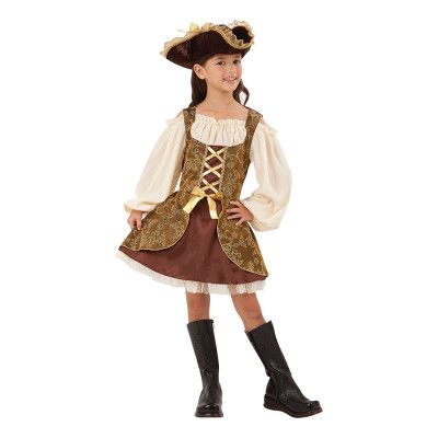 Piratflicka Guld Barn Maskeraddräkt - Small