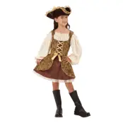 Piratflicka Guld Barn Maskeraddräkt - Large