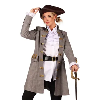 Piratjacka Grå Dam Deluxe - Medium