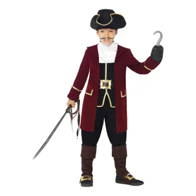 Piratkapten Deluxe Barn Maskeraddräkt - Small