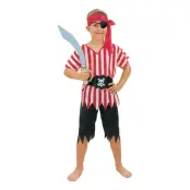 Piratpojke Randig Barn Maskeraddräkt - Small