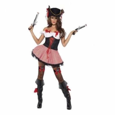 Randig Pirat Maskeraddräkt - Small