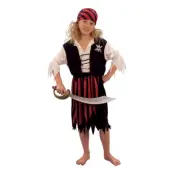 Randig Piratflicka Barn Maskeraddräkt - Medium