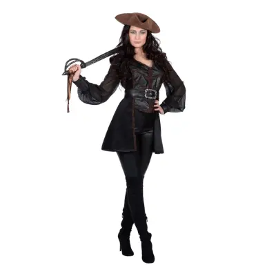 Piratkvinna Svart Dam Maskeraddräkt - XX-Large