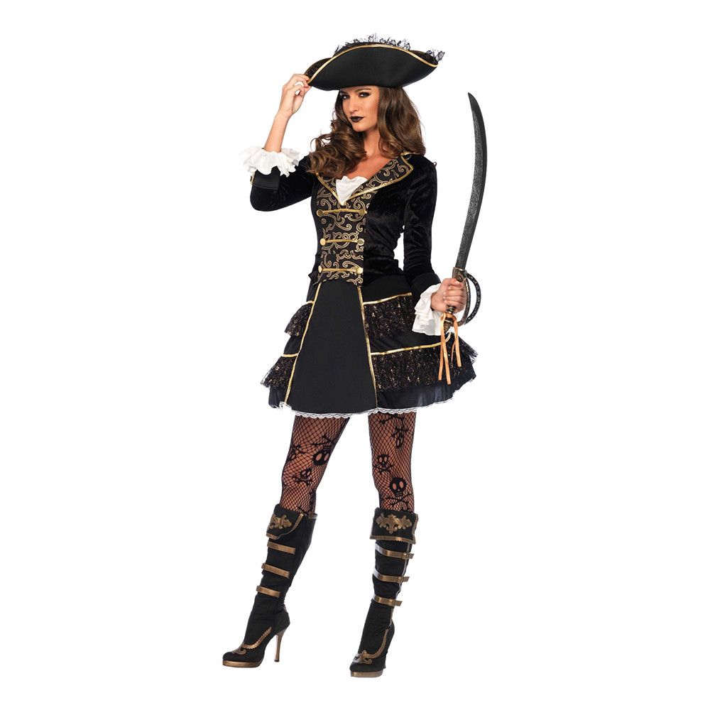 Pirat Kapten Dam Deluxe Maskeraddräkt Small Halloweenbutiken Pirat Kapten Dam Deluxe Maskeraddräkt Small Halloweenbutiken