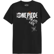 One Piece - Anime T-shirt - Pirate Life - S XXL - för Herr - svart