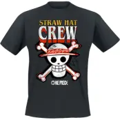 One Piece - Anime T-shirt - Strawhat Pirates Logo - S XXL - för Herr - svart