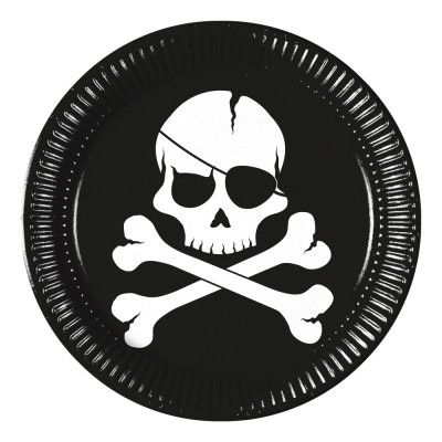 Papperstallrikar Jolly Roger - 8-pack