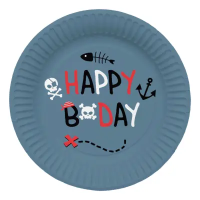 Papperstallrikar Pirat Happy Birthday - 8-pack
