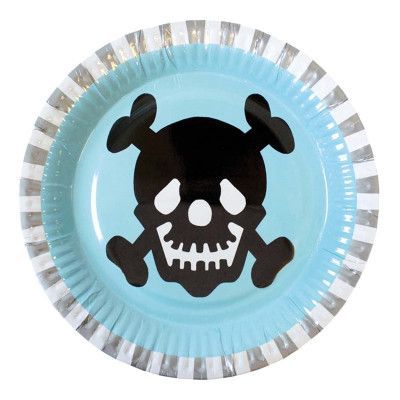 Papperstallrikar Piratkalas Blå - 8-pack