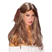 Piratflicka med Flätor Peruk