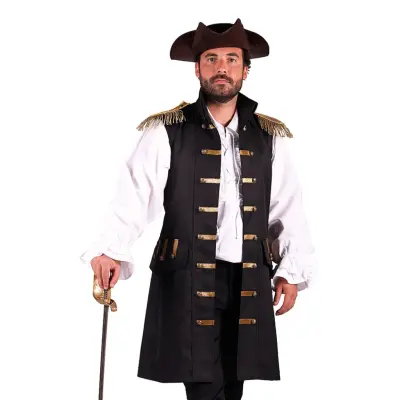 Piratväst Svart Herr Deluxe - XXX-Large