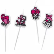 Tårtljus rosa pirat 4 delar