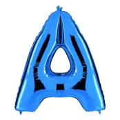 Bokstavsballong Blå Metallic - Bokstav A