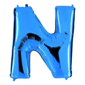Bokstavsballong Blå Metallic - Bokstav N