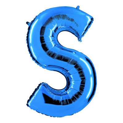 Bokstavsballong Blå Metallic - Bokstav S