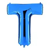 Bokstavsballong Blå Metallic - Bokstav T