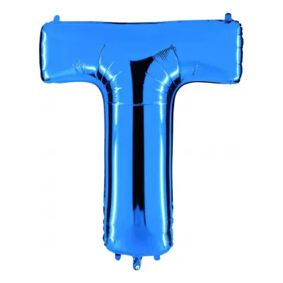 Bokstavsballong Blå Metallic - Bokstav T