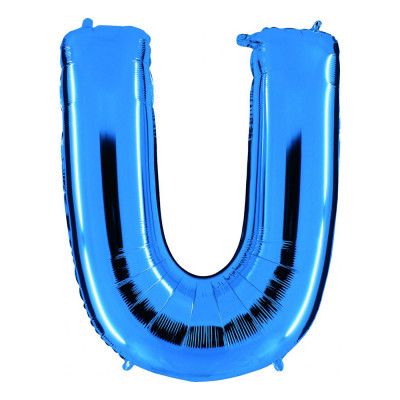 Bokstavsballong Blå Metallic - Bokstav U