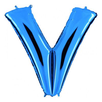 Bokstavsballong Blå Metallic - Bokstav V