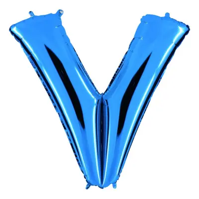 Bokstavsballong Blå Metallic - Bokstav V